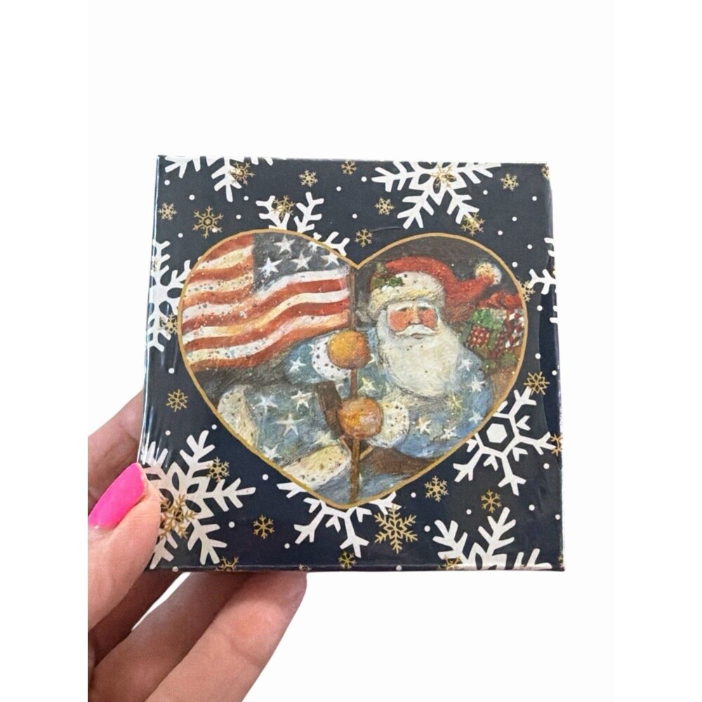Lang & Wise Porcelain Ornament Star Spangled Santa Susan Winget Artwork #47 NOS
